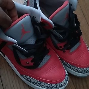Red grey white and black jordans